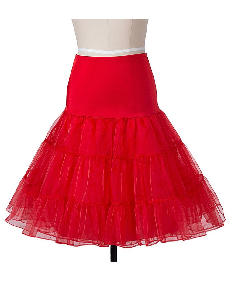 Vestido de verano de de manga corta, Pin Up, Rockabilly: M / pettiskirt red