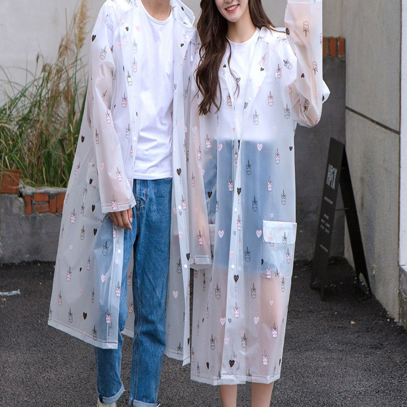Imperméable Transparent manteaux de pluie Long grande taille cape Poncho femmes hommes mignon imprimé dessin animé housse de veste de pluie transparente