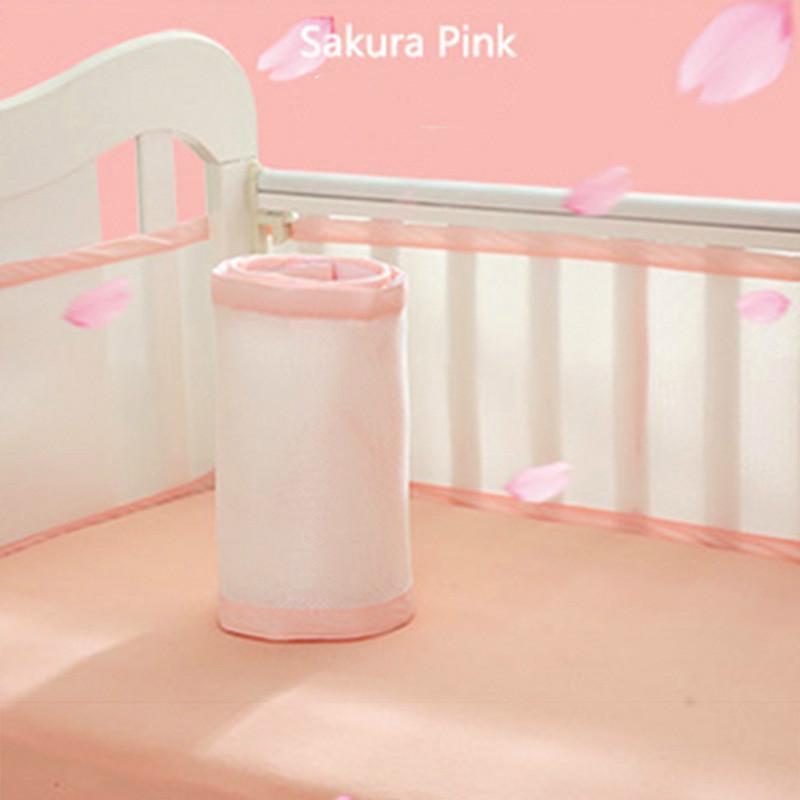 Baby Bed Bumper Ademend Mesh Wieg Protector Baby Beddengoed Set Doek Om De Cot Voor Alle Size Wieg Zuigeling Veilig hek: A-Pink