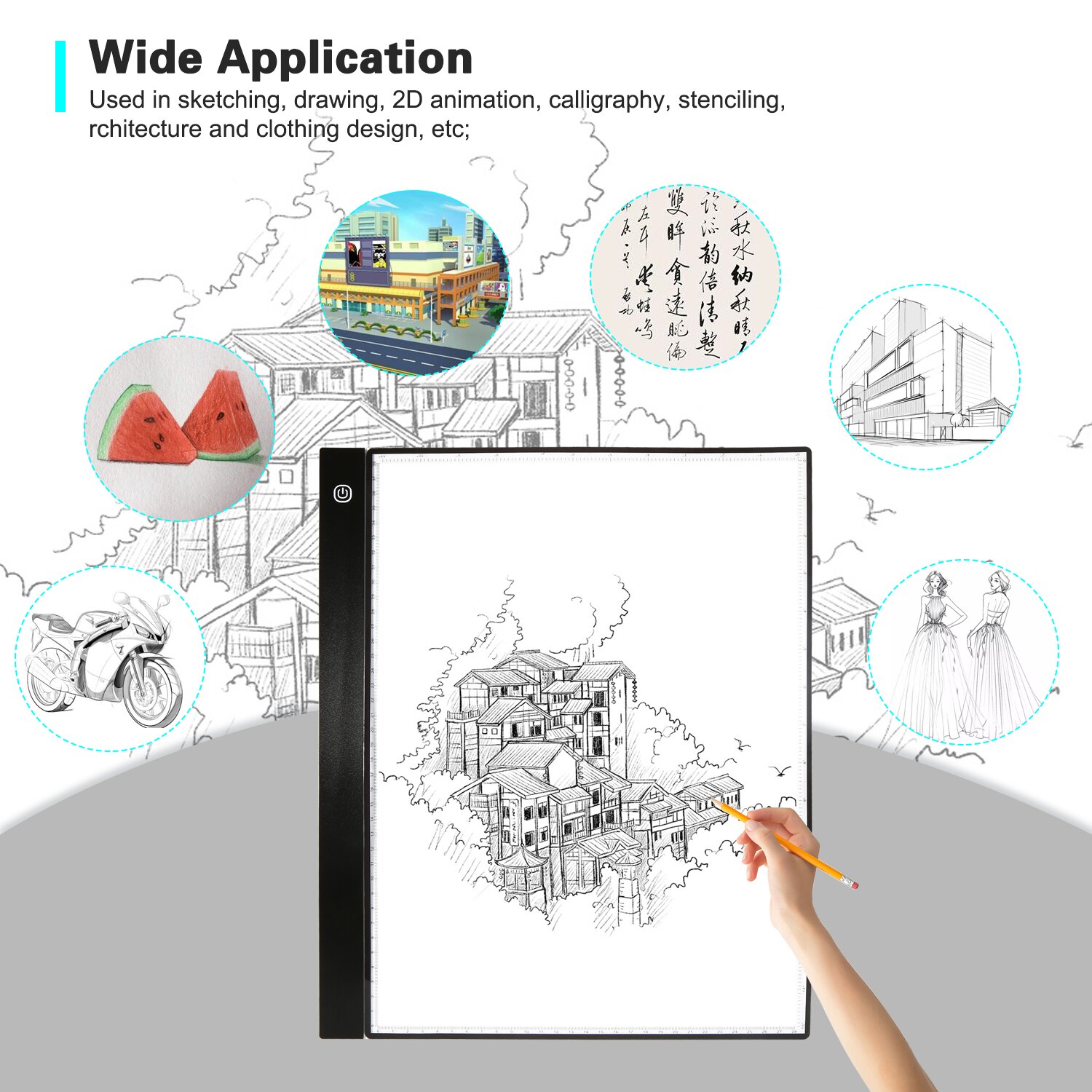 A3 doprowadziło podświetlane urządzenie robić odrysowywania Podkładka tablet graficzny ultra-cienka tablica robić pisania Copyboard 3 poziomy przyciemniania z oddzielnymi klipsami robić płytek skali
