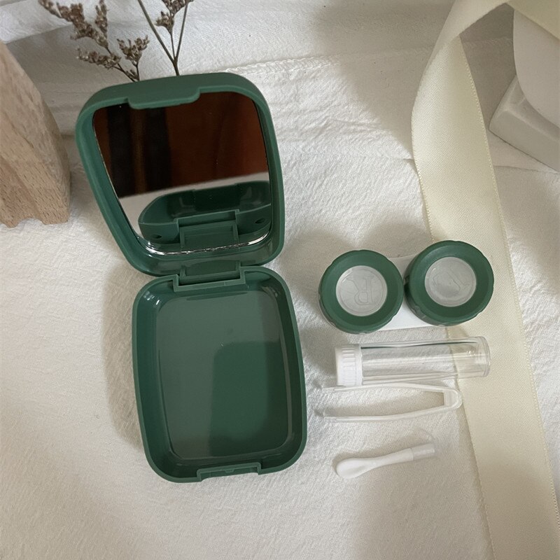 Pure Color Frosted Contact Lens Case Vrouwelijke Compact En Eenvoudige Draagbare Kleur Contactlenzen Bijziendheid Metgezel Opbergdoos