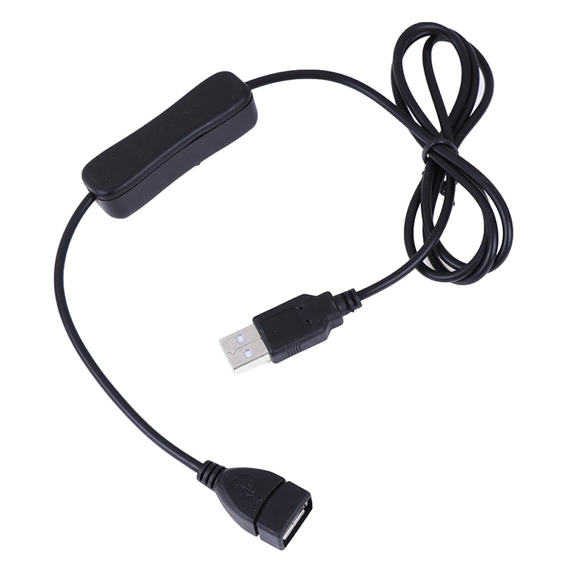 Kabel USB z Przełącznikiem ON/OFF - Mini-USB Męski na Żeński - 1m Czarny