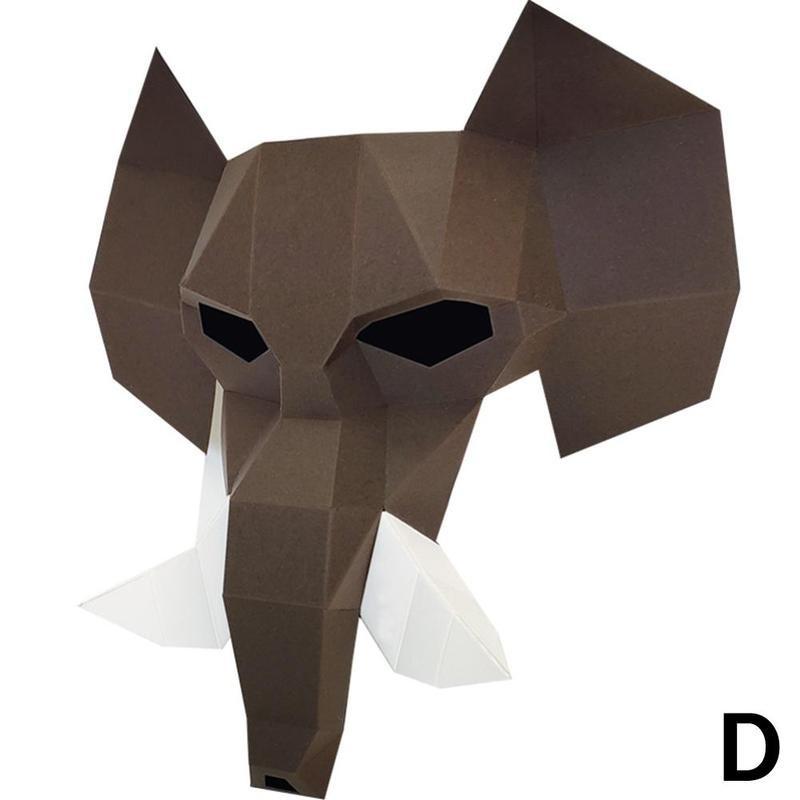 Bricolage demi visage papier masque à la main jouet 3D demi visage papier masque Papercraft jouet bricolage demi visage papier masque fête spectacle accessoire: D