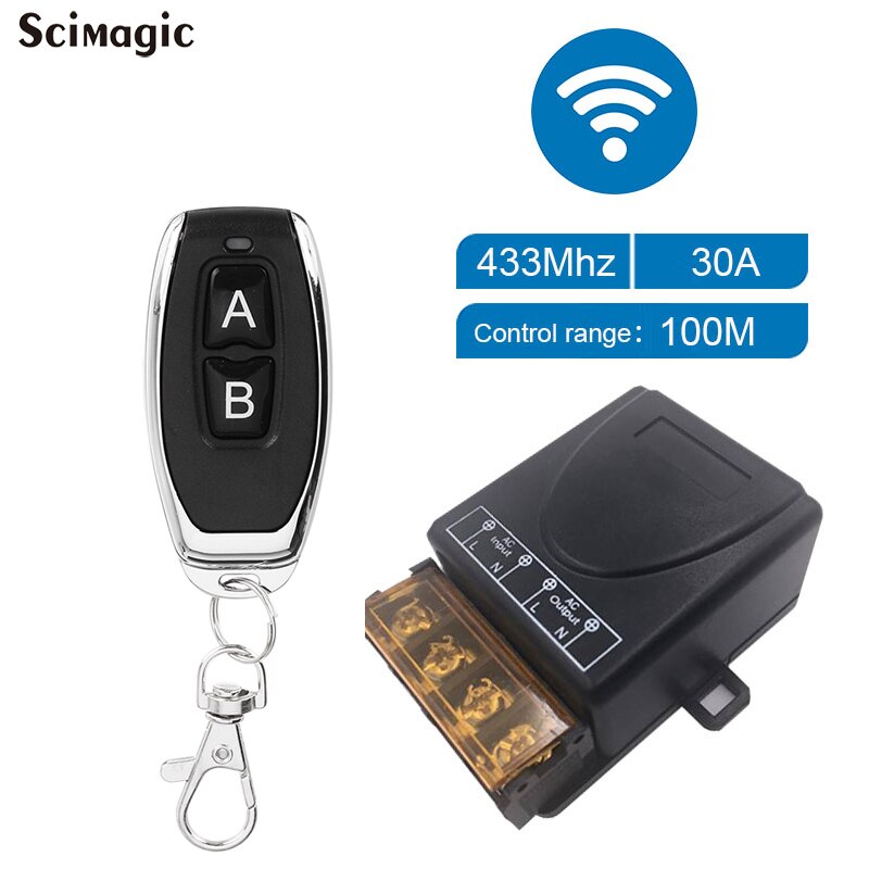 433MHz Wireless Radio Frequency Remote Control Switch 220V Relay High Power Load Receiver On/Off Transmitter Water Pump Switch
