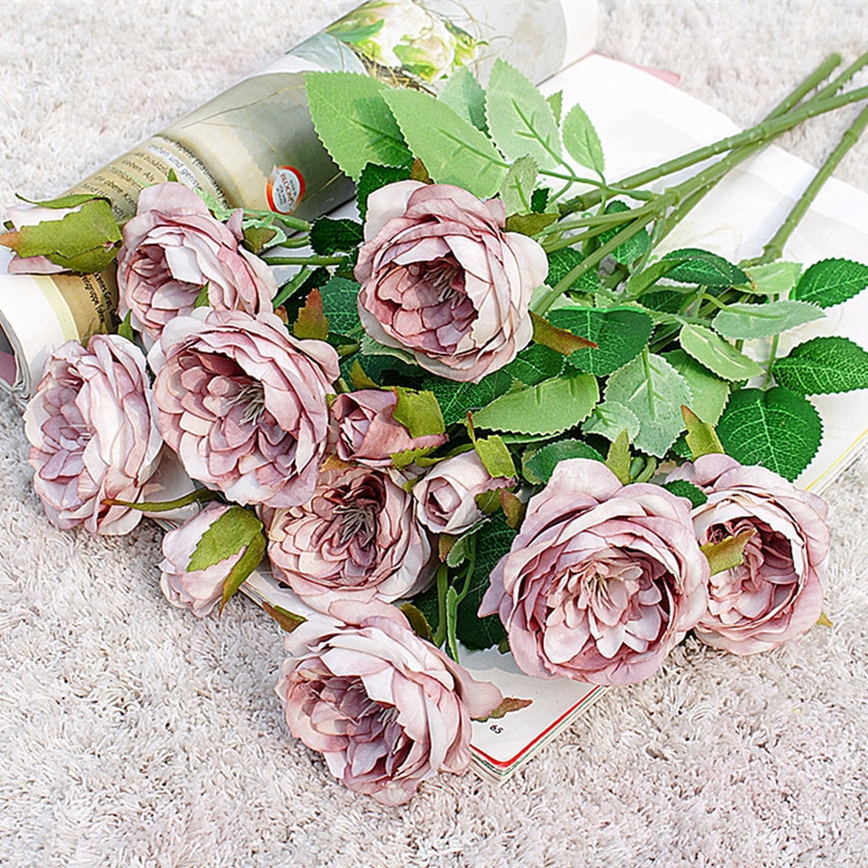 Korte Rozen Tak Zijden Kunstbloemen Voor Bruiloft Decoratie Flores Artificiales Nep Bloemen Thuis Tafel Decor Kleine Rose