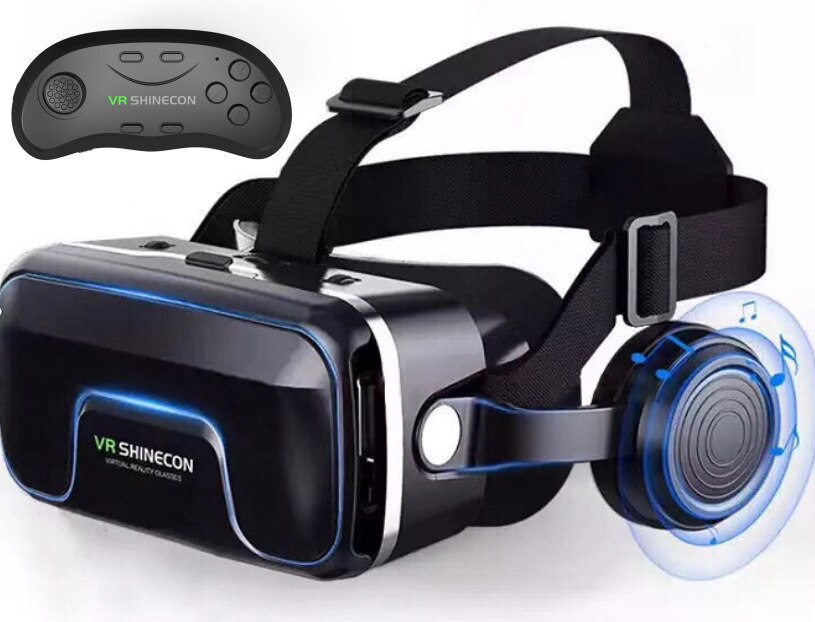Virtual Reality 3D Glasses with VR Headset 360° Immersive VR Glasses for Android IOS Smartphone with Game Controller Headphone: G04EA withB01 handle