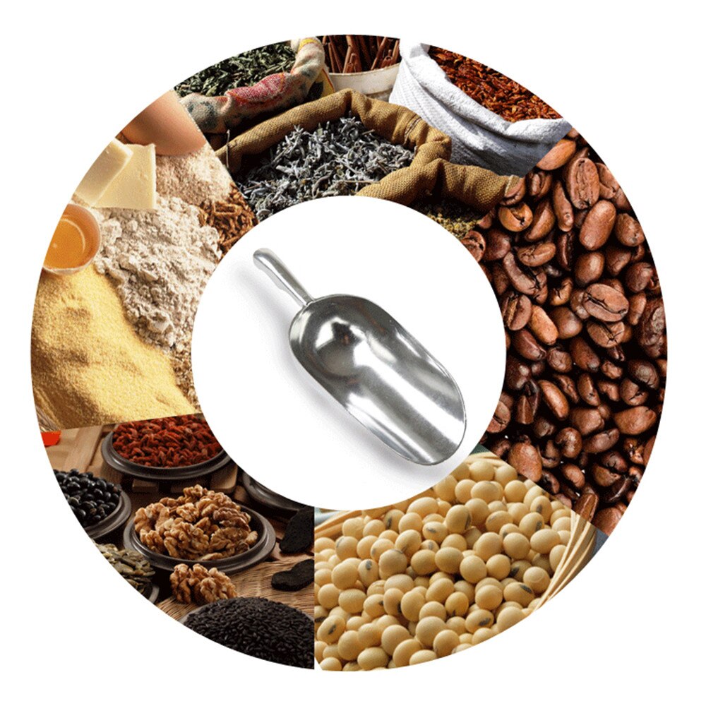 Thickened Stainless Steel Ice Scoop Rice Shovel Bean Tea Flour Food Sugar Bin Dry Goods Candy Spice Shovel Aluminum Popcorn #3$