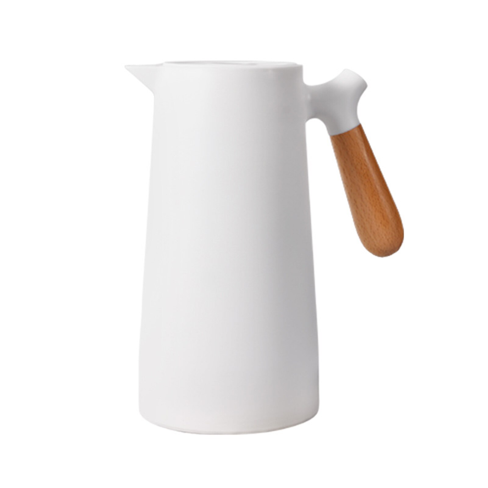 1l casa garrafa térmica café forro de vidro de madeira maciça lidar com isolamento chaleira pote de água quente café térmica garrafas mais quentes: WHITE