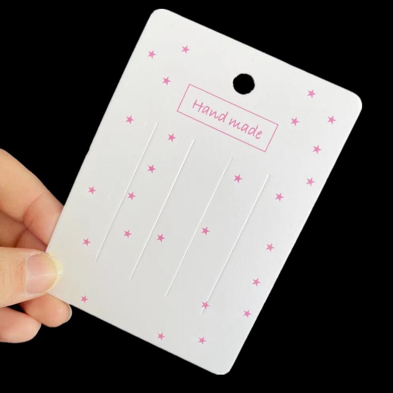 50 stk 7.5 x 10.5cm hårspænder hårnåle display kort pink kraftpapir kort til hårspænder hårspænder display emballage smykker prisskilt: Stjerne