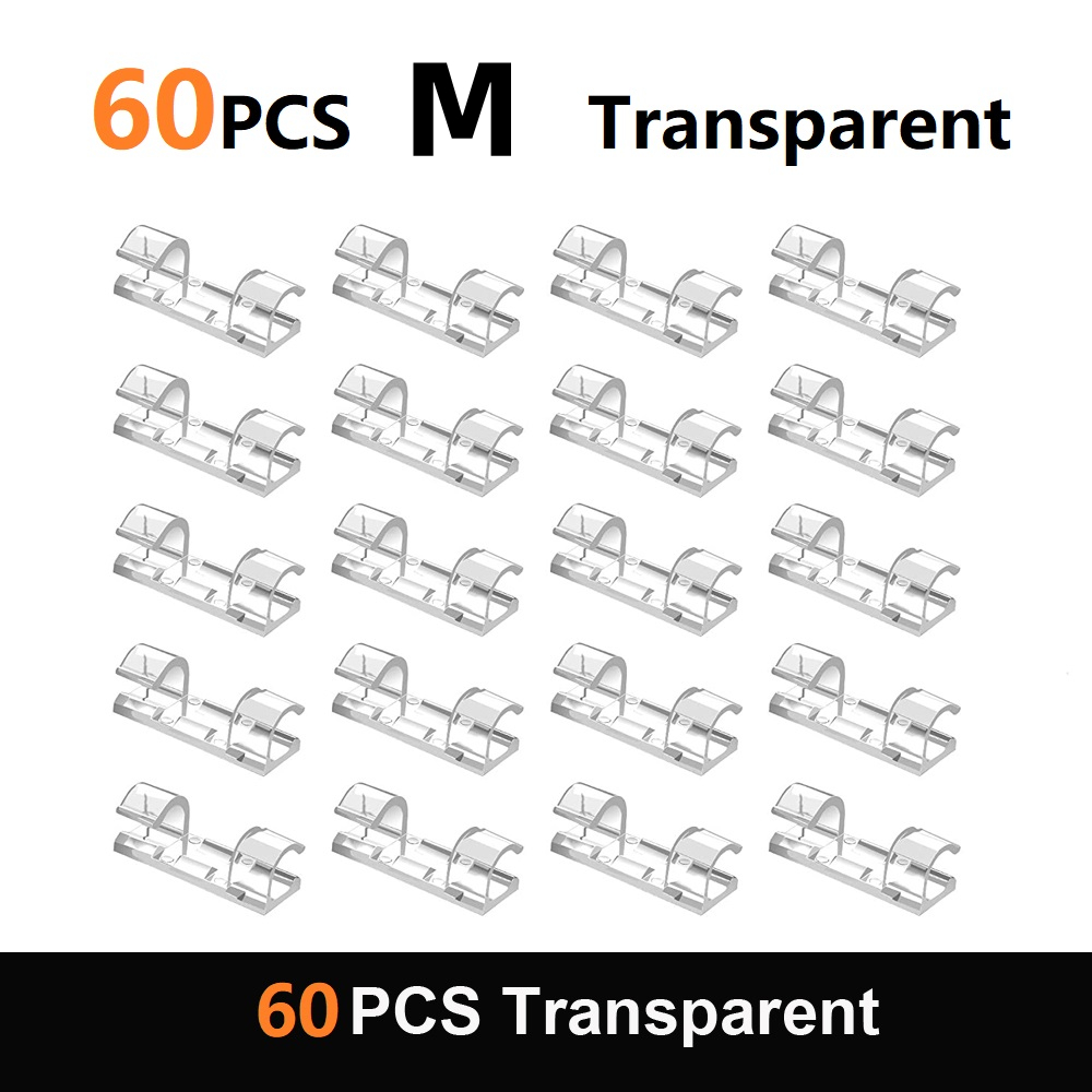 Organizador de cables, Clips acrílicos para cables, gestión de cables, soporte para enrollador de cables, organizador de cables adhesivo reutilizable, soporte para cables de TV y PC: YELLOW