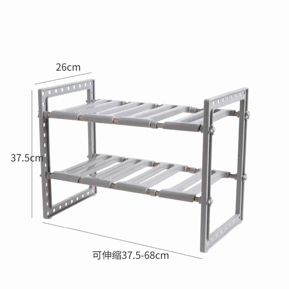OTHERHOUSE Kitchen Under Sink Storage Rack Shelf Double Layer Cooker Holder Cabinet Organizer Stainless Steel Kitchen Sink Rack