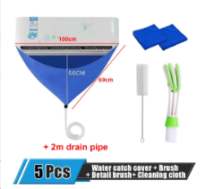 Kit de cubierta de limpieza de aire acondicionado, bolsa de limpieza a prueba de agua y suciedad para herramientas de limpieza de aire acondicionado montadas en la pared del hogar: BLANCO