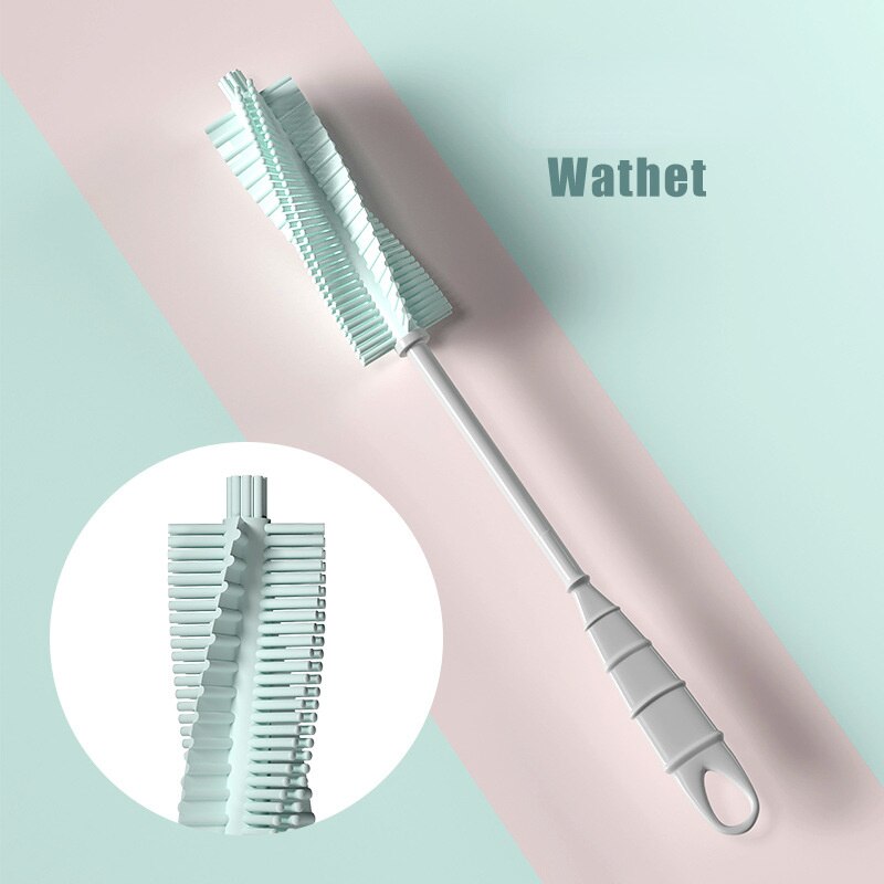 Spazzole rotanti in Silicone per biberon spazzola per tazza di pulizia per bambini spazzole per biberon per pulizia di alimenti strumento per la pulizia del lavaggio della tazza di vetro: blue