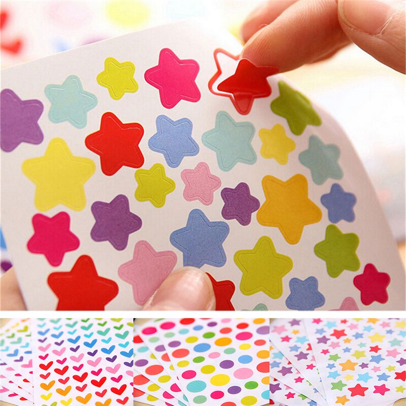 6PCS children Kawaii diy paper colorized heart star stationery album diary scrapbooking decoration sticker toys