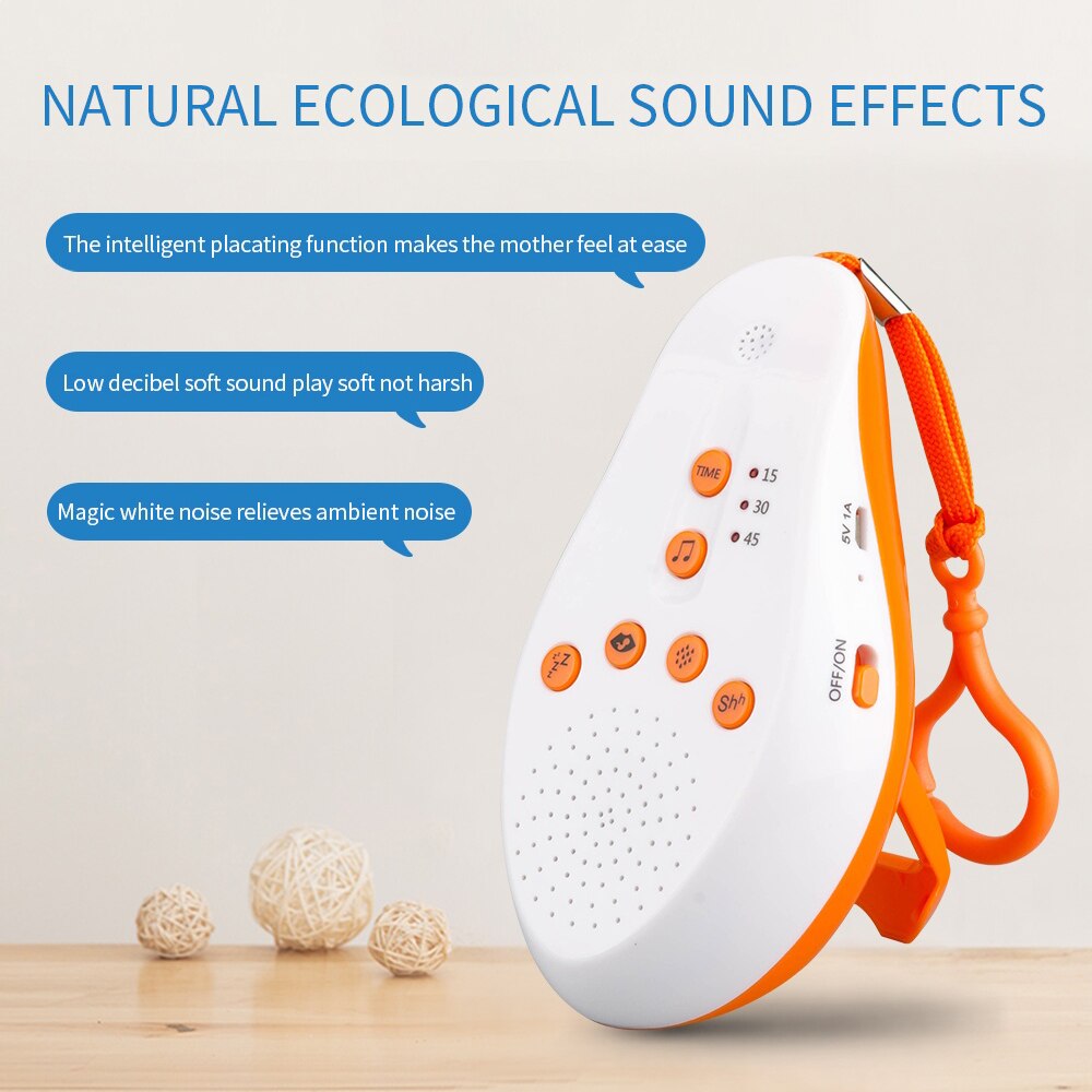 Baby White Noise Machine Portable Smart Sound Sleeping Machine with 16 Kinds of Sleeping Sound Recording &amp; Memory Function