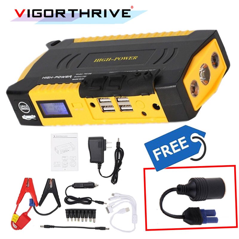 Nødbilstarter 600a bilbatteri booster oplader powerbank bærbar 12v startenhed benzin diesel bilstarter
