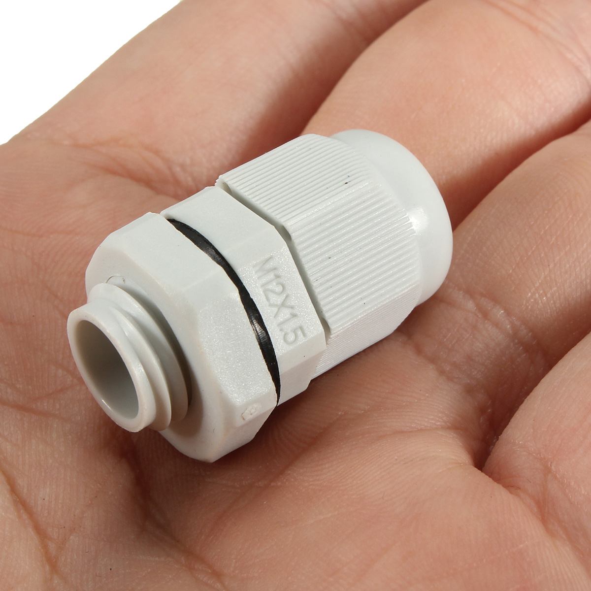 10Pcs M12x1.5 12mm Cable Gland Compression TRS Stuffing Gland Locknut Waterproof IP68 CE White Plastic Cable Gland Connector