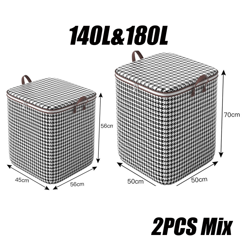 Quilt Storage Box Dustproof Organizers Non-Woven Wardrobe Space Saving Bag House-Moving Bedding Box Travel Storage Organization: Beige