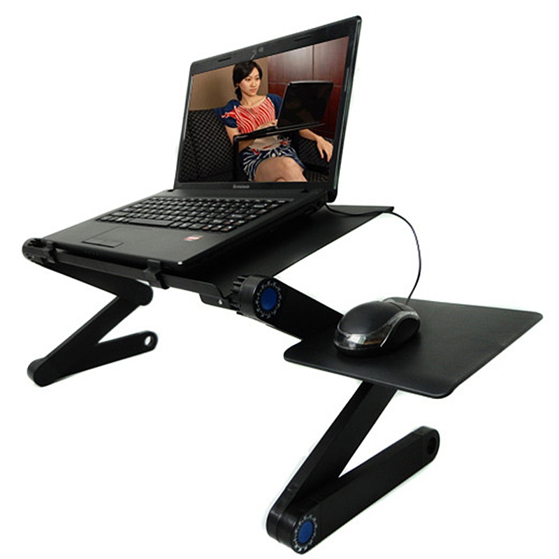 Laptop Stand Voor Bed Verstelbare Laptop Tafel Aluminium Lapdesks Lade Opvouwbare Notebook Desk Stand Met Muismat