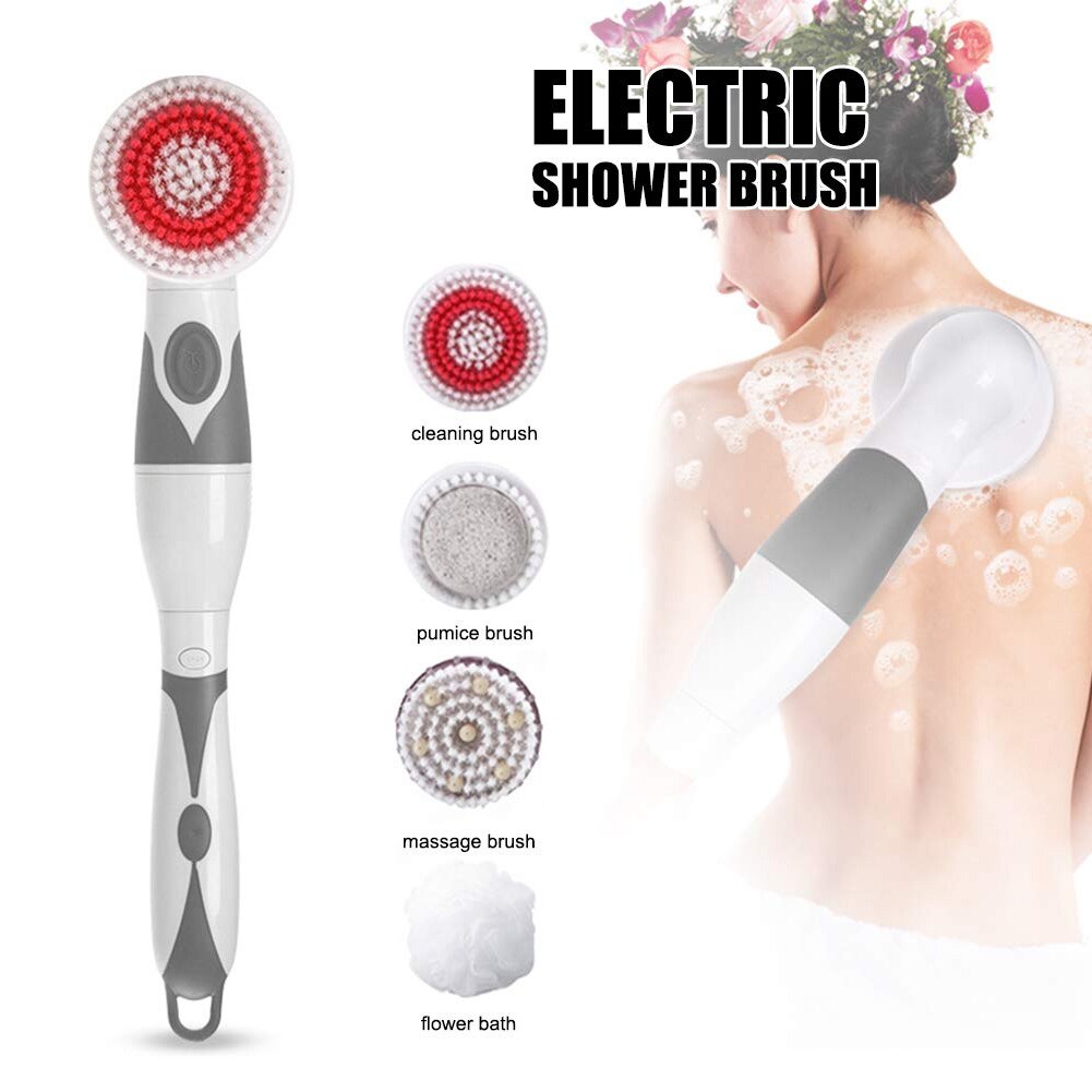 Elektrische Spin Massage Douche Borstel Bad Spa Cleaning Waterdichte Terug Scrubber NOV99