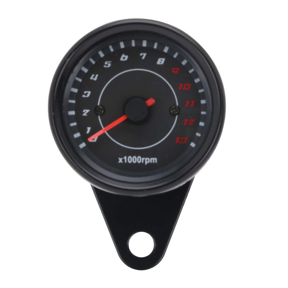 LED 13000Rpm Motorcycle Tachometer Scooter Analog 12V ATV Motor Rev Counter Tacho Meter Gauge: Black