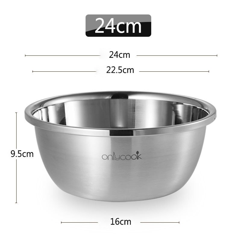 Thickened 304 stainless steel basin, deepened soup basin, food grade and basin, baking egg basin, vegetable washing basin: D