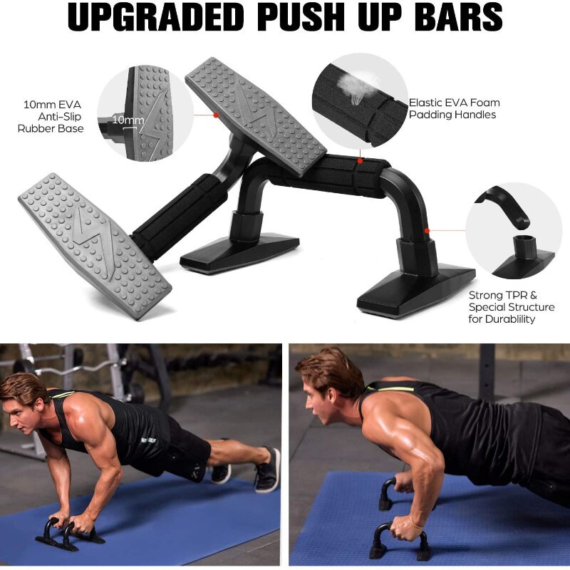 Ab Roller Wheel Set Push Up Bars with Resistance Bands Jump Rope Knee Pad for Abdominal Core Home Gym Workout Equipment