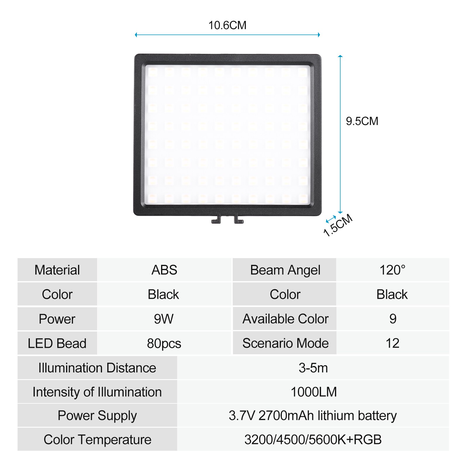 RGB Color Camera Lamp Set with 80pcs LED Photography LED Video Light 3200~5600K Color Temperature Fill-in On-Camera Light