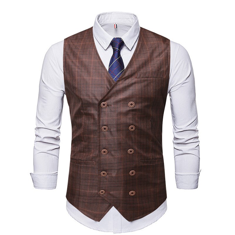Suit Vest Men's Double-breasted Waistcoat Business Gentleman Single Item Party Dress