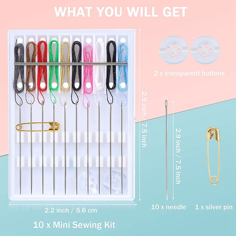 Practical 14 Boxes Mini Quick Fix Sewing Kit Easy Pre Threaded Needle Kit Basic Personal Sewing Kit Plastic Threaded Needle Hold