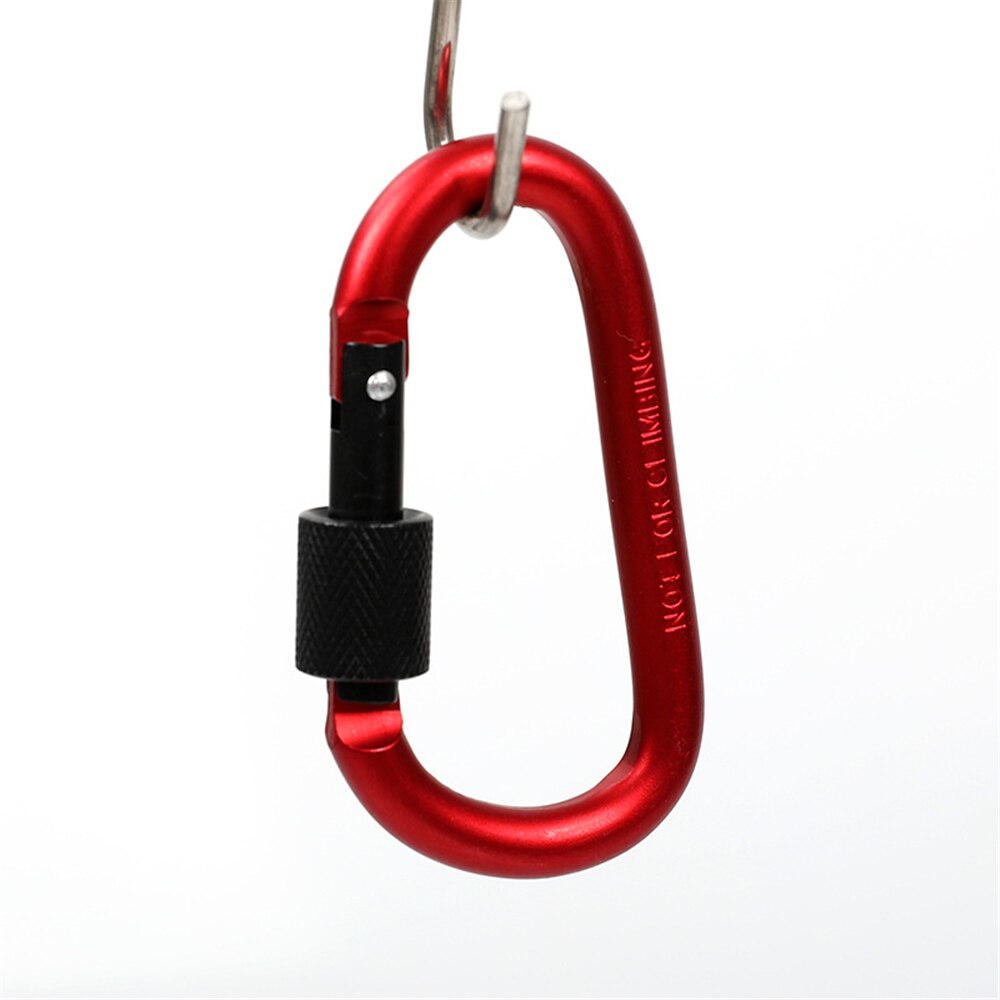 1set = 6 Uds de aleación de aluminio de la audaz tuerca larga hebilla mosquetón No 8 D-Tipo de llavero mosquetón con tornillo de bloqueo para acampar y pescar: red