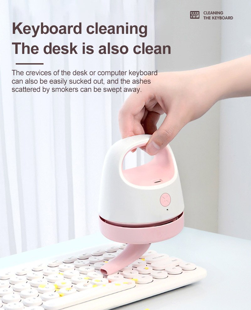 Desktop Vacuum Cleaner Handheld Rechargeable Small Dust Crumbs Suction Cleaning Mini Vacuum Cleaner Household Cleaning Tools