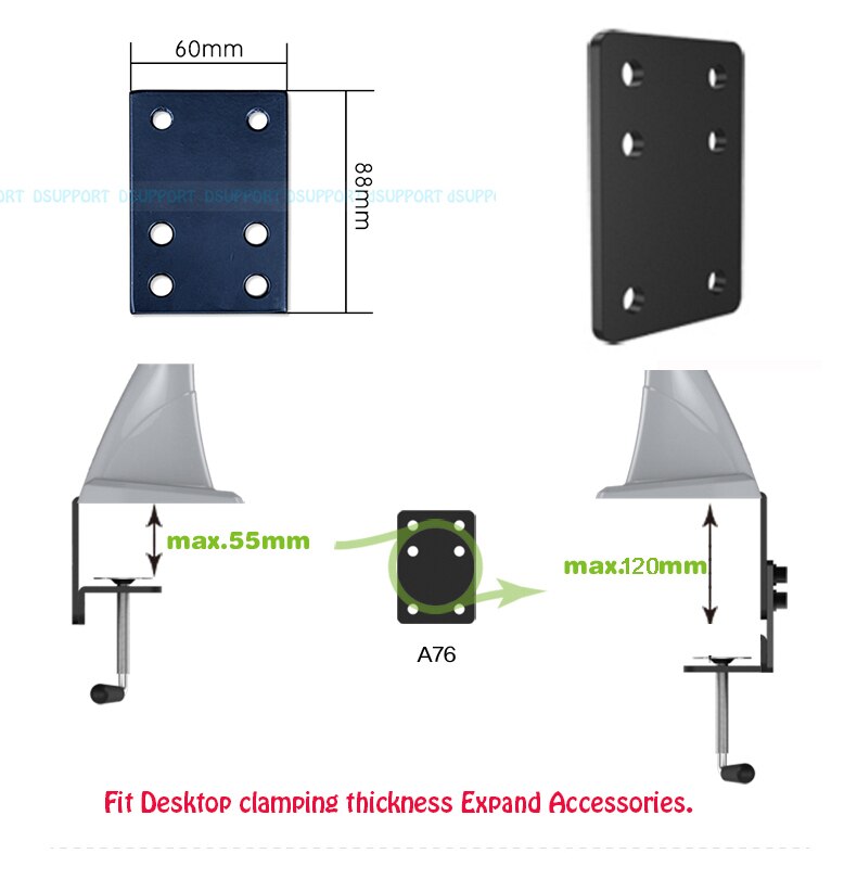 SPCC laminado en frío de acero de escritorio de sujeción extender piezas de accesorios DIY LCD LED Monitor titular de la Mesa de espesor ampliar Accesorios