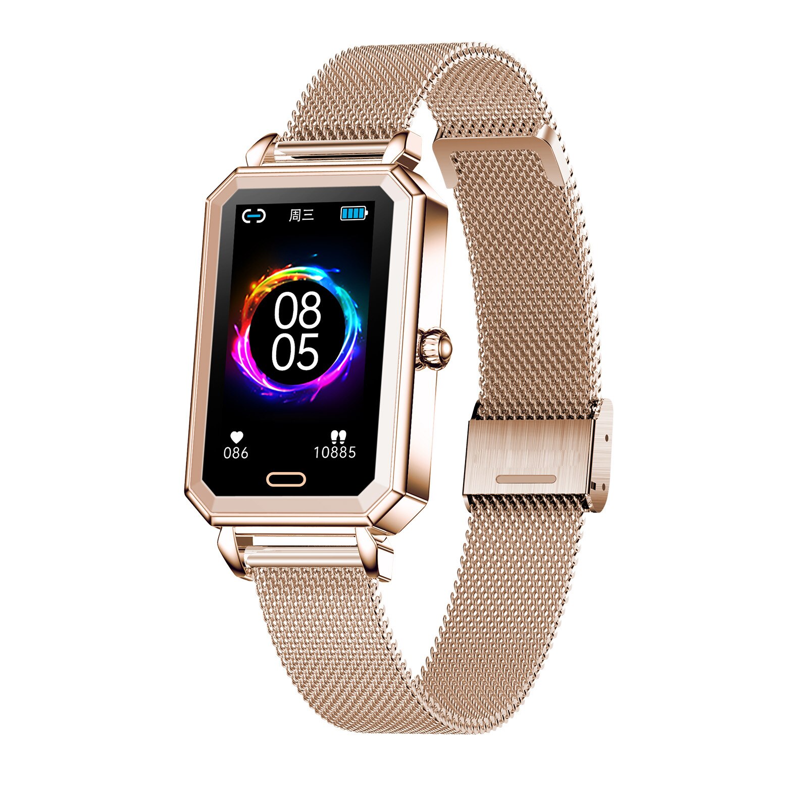 Ht2 #39 -smartwatches, smarte sportarmbänder, fitness-tracker, herzfrequenzmesser, schlafüberwachung ,  ip68 wasserdichte armbänder, benachrichtigungsfunktion: Goldenes stahlarmband