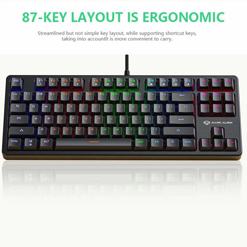Mechanical Keyboard RGB Gaming Keyboard Wired Blue Switch 87 Keys Mini Ergonomics Multifunctional Keyboard For PC Laptop Desktop