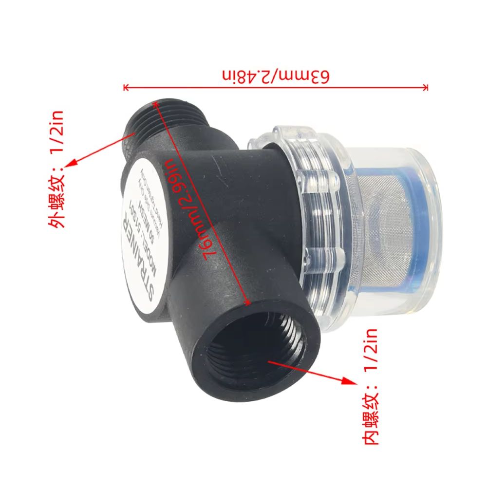 Water Pump Inline Strainer Filter (1/2" NPSM Inlet/Outlet RV Replacement Part For Shurflo And WFCO Pumps - Single Pack