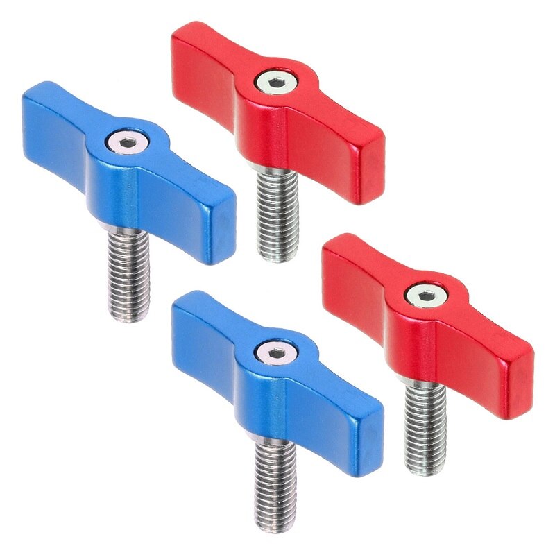 Adjustable T Shape Screw Handle Set 4/5/6mm Rail Rod Slider Clamp Locking Screw Wrench Clamp Adapter Photography Accessories: M6x17 2pcsRed 2Blue