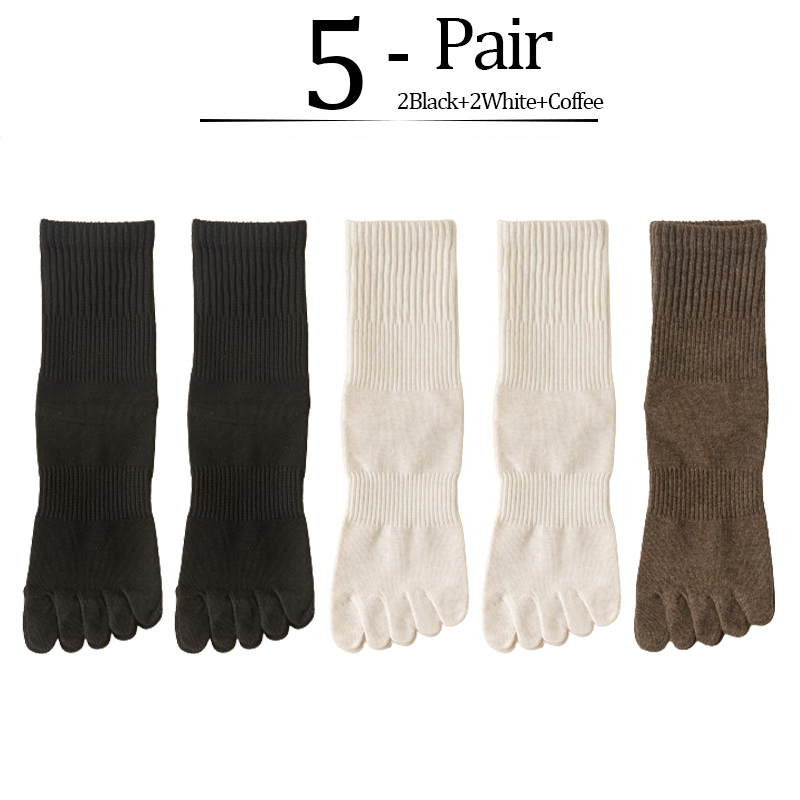 5 Pairs/lot Women Five Fingers Socks 100% Cotton Solid Colour Ladies Split Toe Sports Socks Spring Autumn Harajuku Toe Socks: Blue White