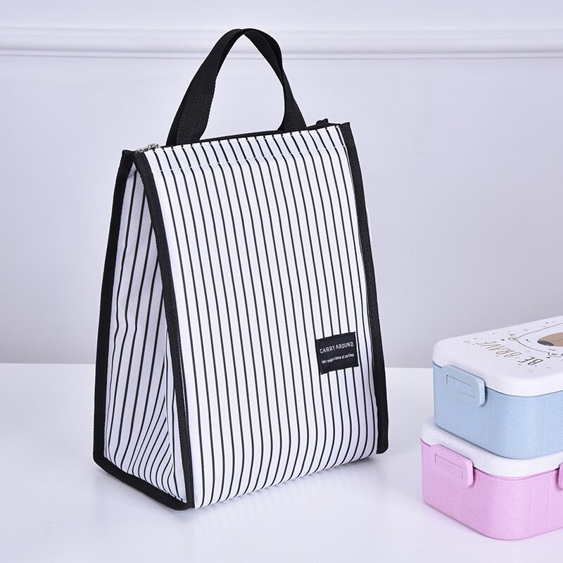 Nylon Portable Lunch Picnic Storage Bag Insulation Fresh Fruit Cold Drink Bento Pockets School Work Travel Food Organizer Supply