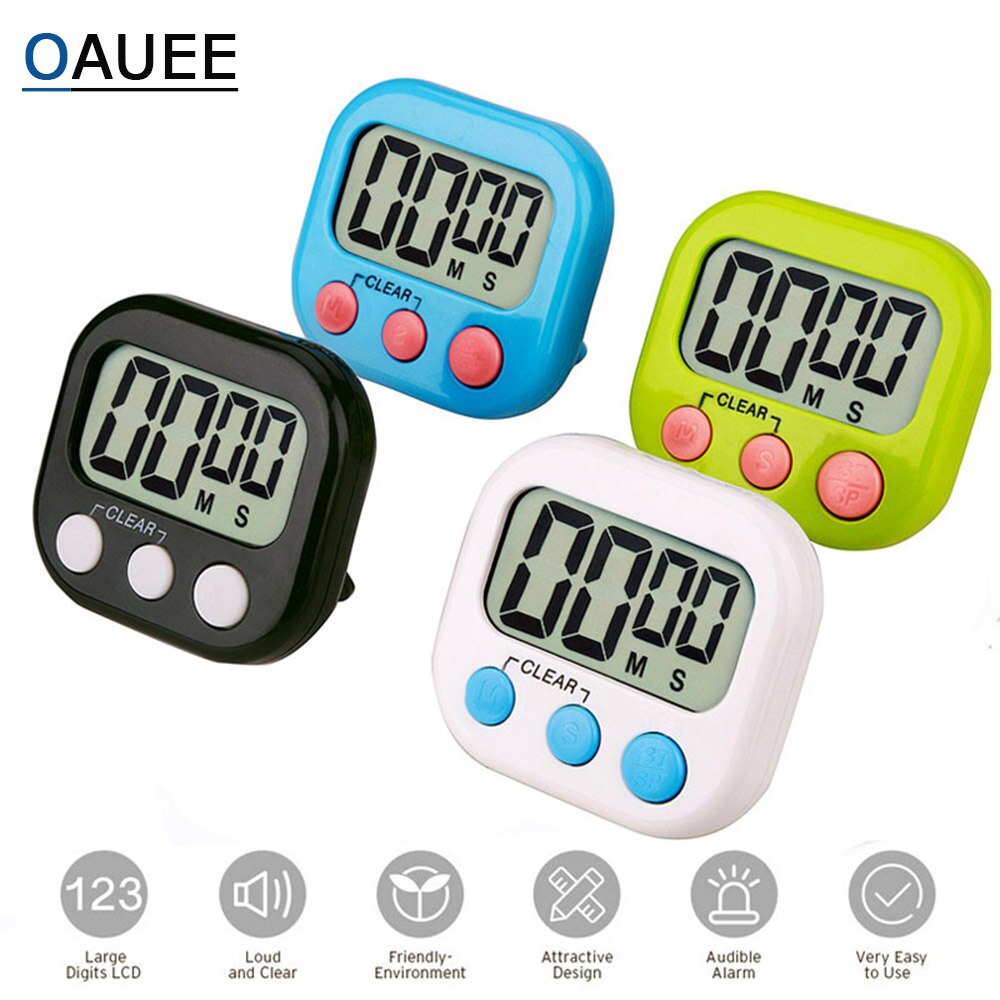 Minuteur de cuisine numérique à gros chiffres, alarme puissante, support magnétique avec grand écran lcd pour la cuisine, la pâtisserie, le sport et les jeux