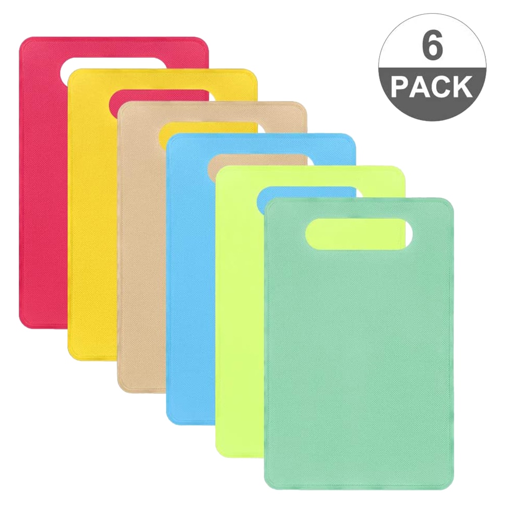 6 Pcs Chopping Board Flexible Plastic BPA Free Antibacterial Colour Coded Non-Slip for Fish Bread Vegetable Fruit Kitchen Tools