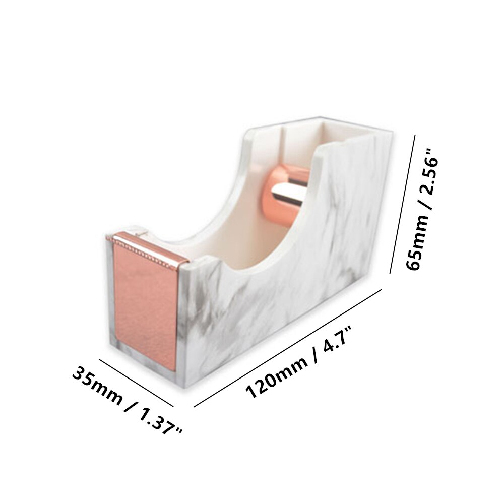 Marble Print Tape Dispenser Desk Adhesive Tapes Holder with Rose Gold 1" Metal Core for Office School Home Stationery Supplies