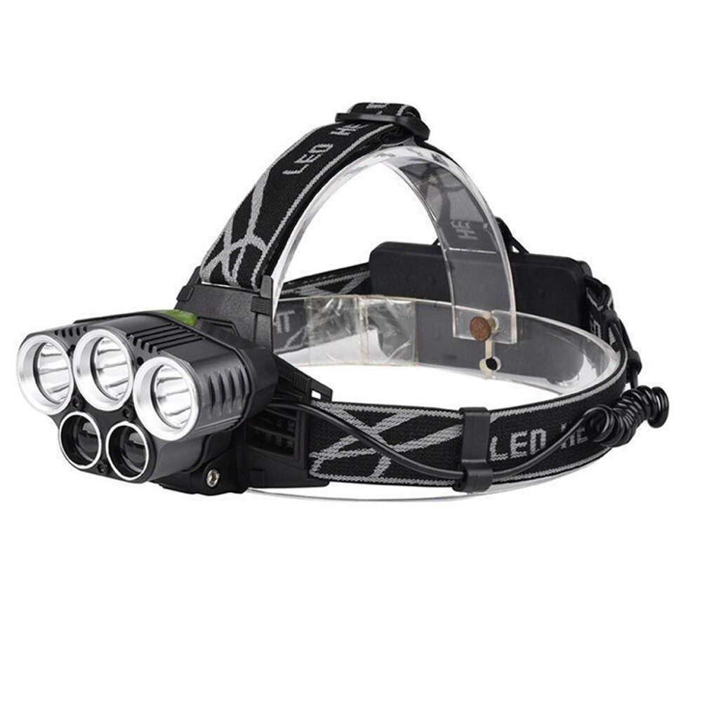 Linterna frontal recargable por USB para exteriores, luz LED de 250000LM 5X T6, 5 modos, iluminación para la cabeza