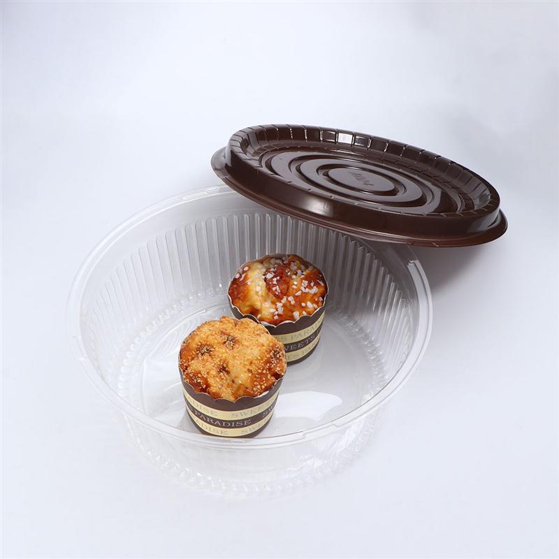 10/20PCS Transparent Plastic Cake Pastries Box 8 Inch Muffin Holders Cupcake Cases Boxes Round Cake Box (Black)