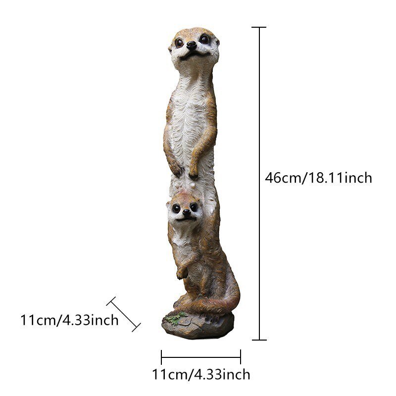 Outdoor Garden Resin Mongoose Crafts Statues Decoration Home Courtyard Balcony Cute Cat Animal Sculptures Decor Park Ornaments: B