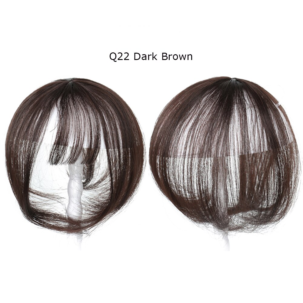 Flequillo de aire 3D con dos lados largos para mujer tejido a mano Invisible negro sin costuras marrón Neat Bangs: Q22 Dark Brown