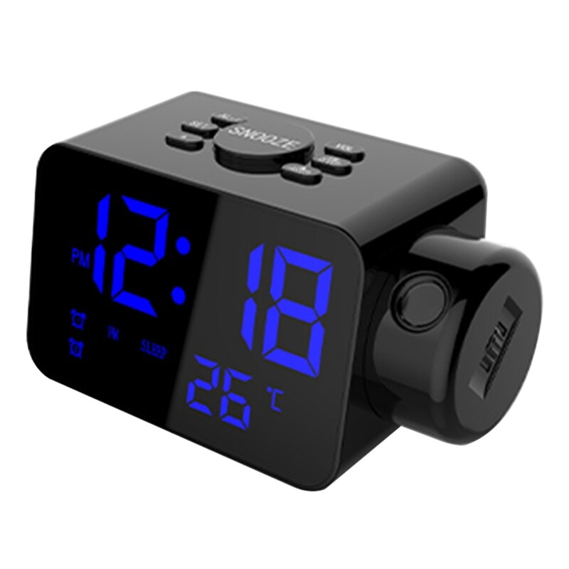 Digital Alarm Clock for Bedroom, Projector Clock,USB Charger, Adjustable Ringer,12/24H,Loud Dual Alarms: Deep Blue