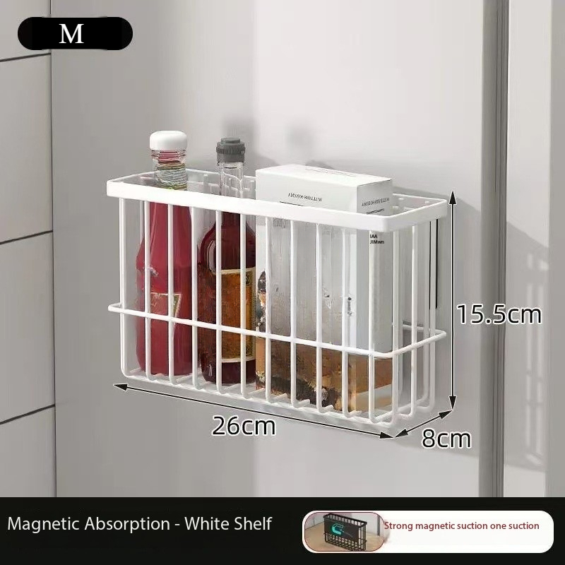 Magnetic Storage Shelf Wall Mounted Metal Kitchen Refrigerator Spice Rack Space-saving Fridge Kitchen Organizer Storage Box: Red