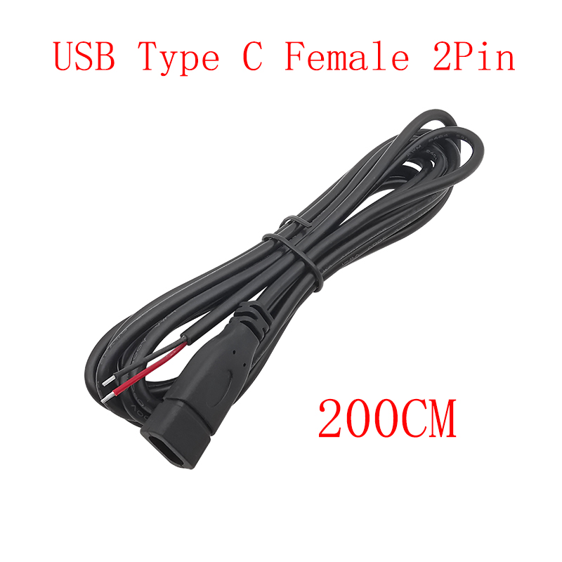 Cable de fuente de alimentación USB tipo C, adaptador de conector de enchufe macho y hembra de 2/4 pines para Cables de carga de datos, reparación de Cables DIY: Negro / 10-19 Unids