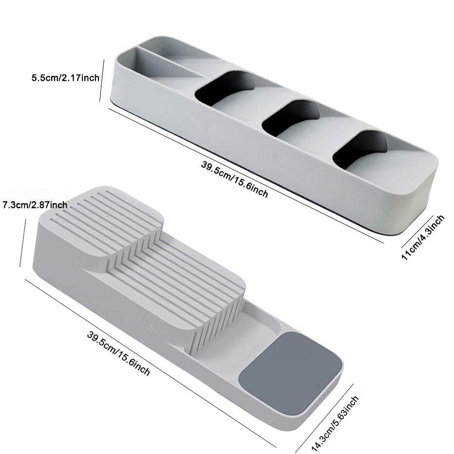 Plastic Knife Block Holder Drawer Knives Forks Spoons Storage Rack Knife Stand Cabinet Tray Kitchen Cultery Organizer